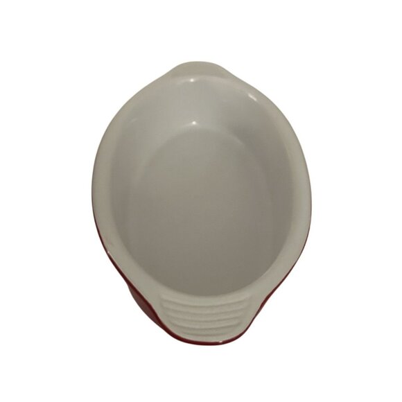Lodge Red Oval 9" Gratin Baking Dish Stoneware 5" Wide Durable & Stylish - Picture 3 of 3